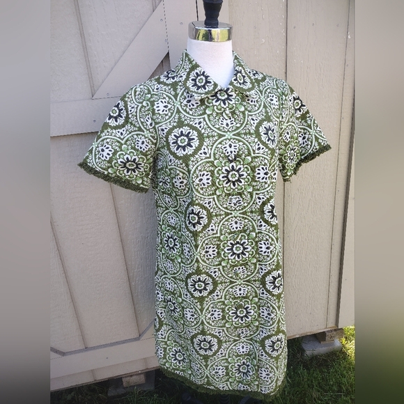 Tuckernuck Womens Marley Mini Dress Size D Green Medallion Preppy Resort Retro - Picture 9 of 9
